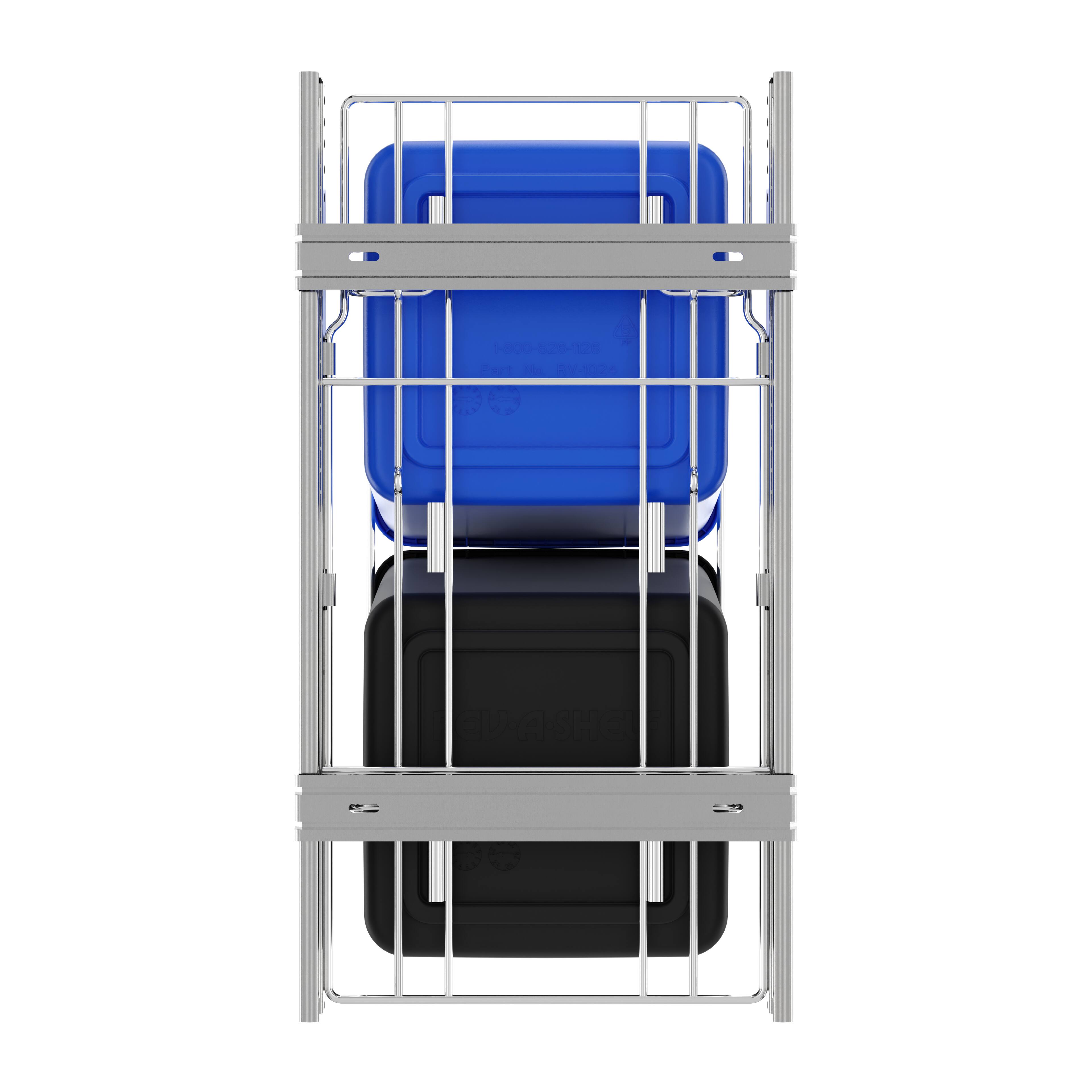 Alt View 7. Rev-A-Shelf - Rev-A-Shelf Double Pullout Trash Can 27 qt. for Kitchen, RV-15KD-2218C-S - Blue/Black.