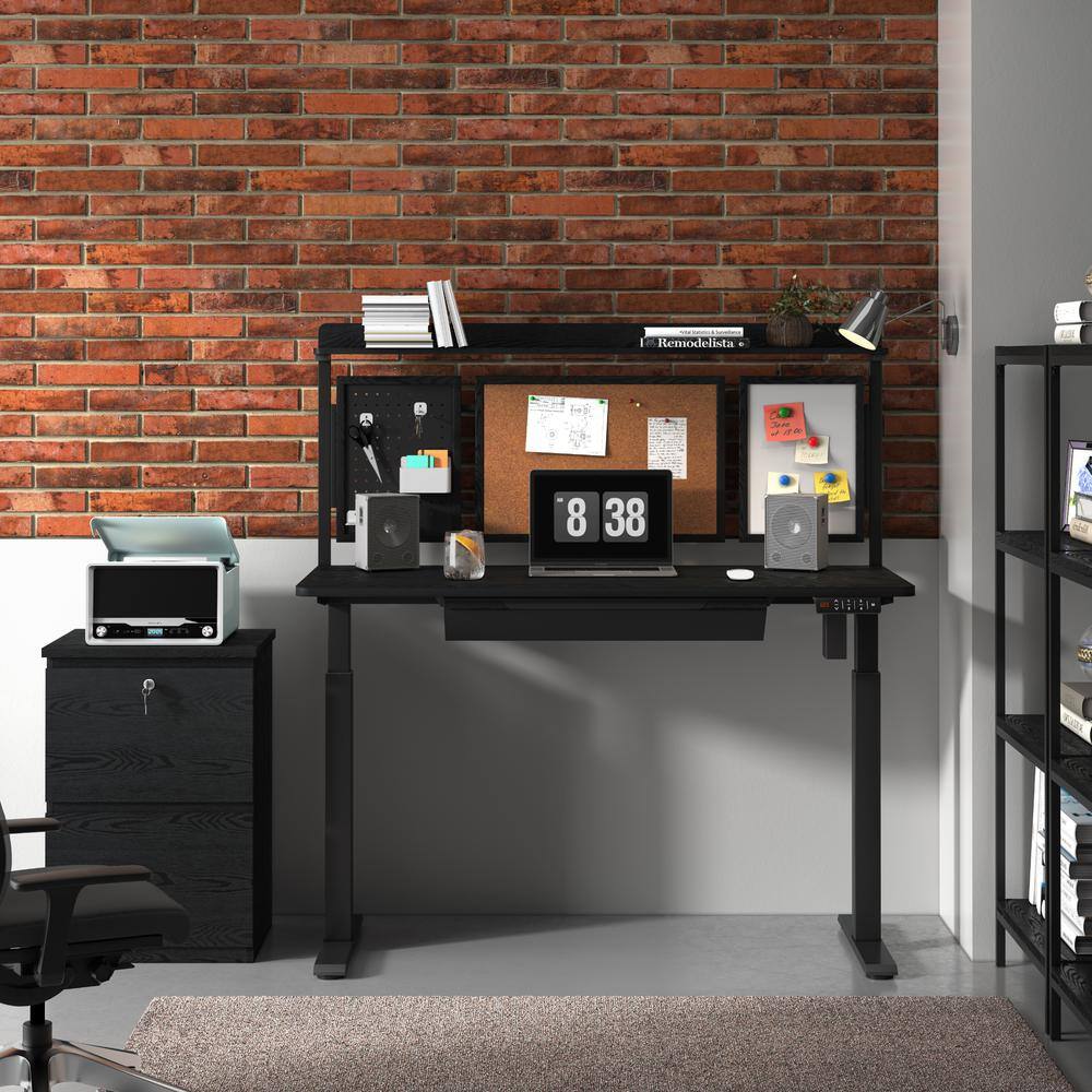 Back. KOWO - 2 Drawer Wood File Cabinet With Lock - Black.