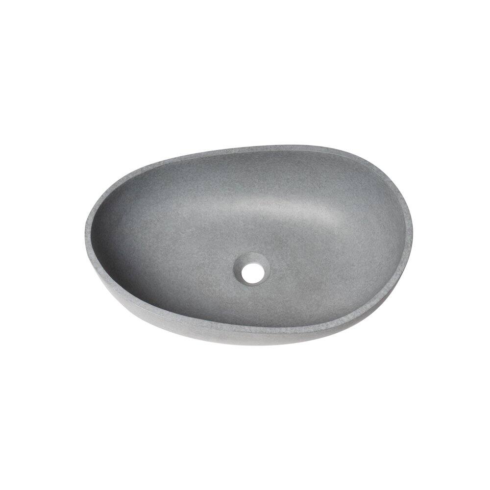 Back. Alfi - 23" Solid Concrete Wavy Oval Above Mount Vessel Sink - Gray.