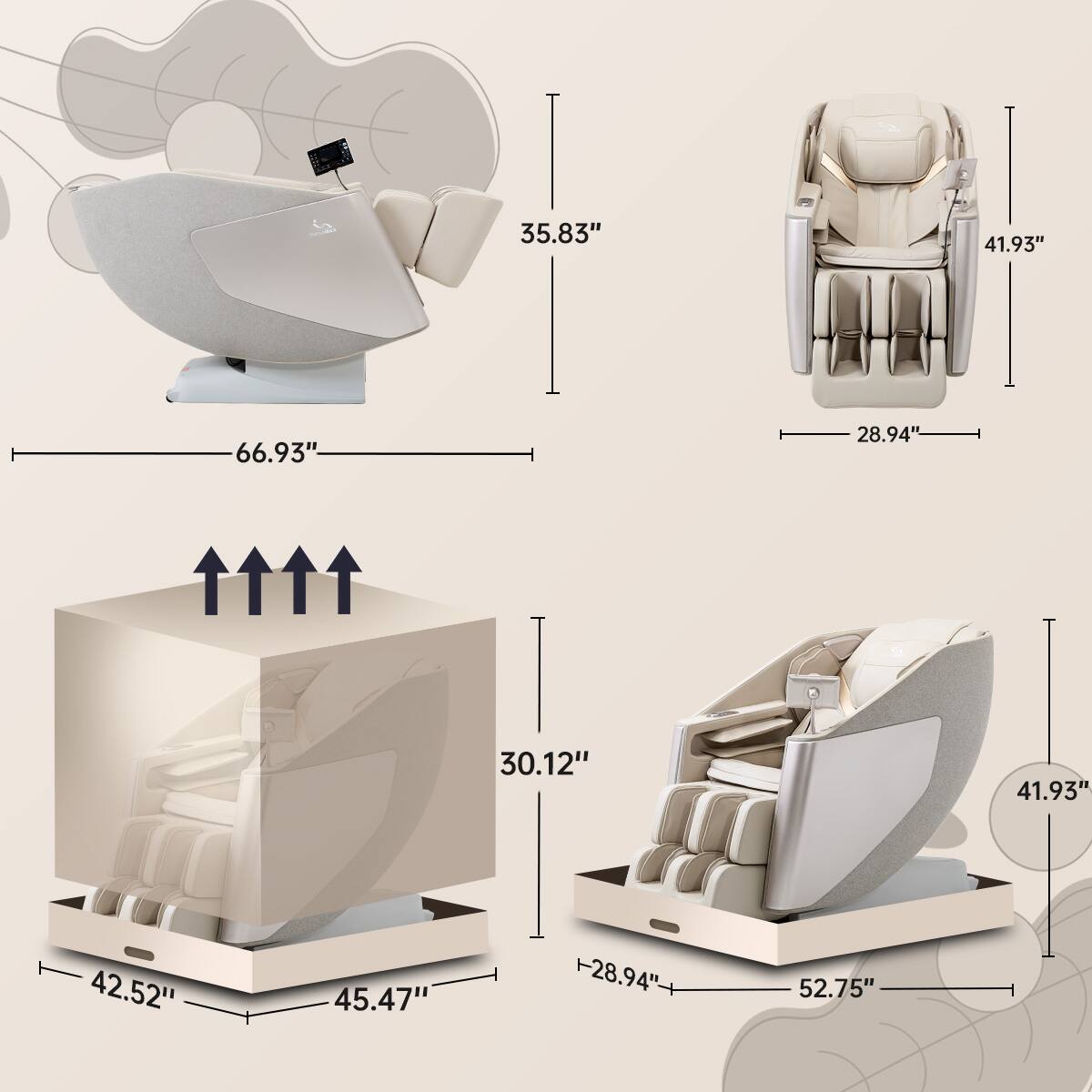 - 35.83"
- 41.93"
- 66.93"
- 28.94"
- 30.12"
- 41.93"
- 42.52"
- 45.47"
- 28.94"
- 52.75"