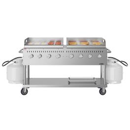 Koolmore - 60 in. 8-Burner Commercial Outdoor Propane Gas Grill with Two 30 in. Griddles in Stainless-Steel, (CGKIT6-G30G30) - Stainless Steel