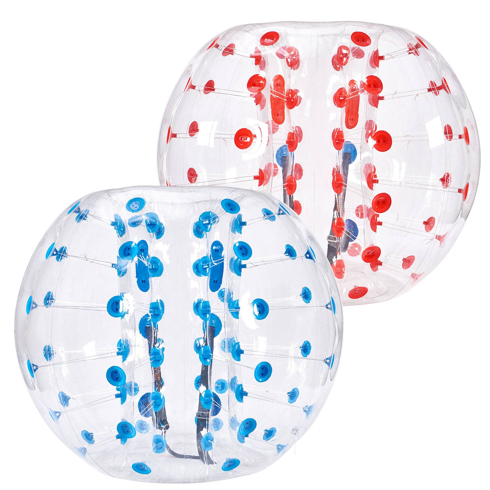 Alt View 5. VEVOR - Inflatable Bumper Balls 2-Pack,5FT/1.5M Body Sumo Zorb Balls for Teen & Adult,0.8mm Thick PVC Human Hamster Bubble Balls - Transparent Red Dots & Blue Dots.