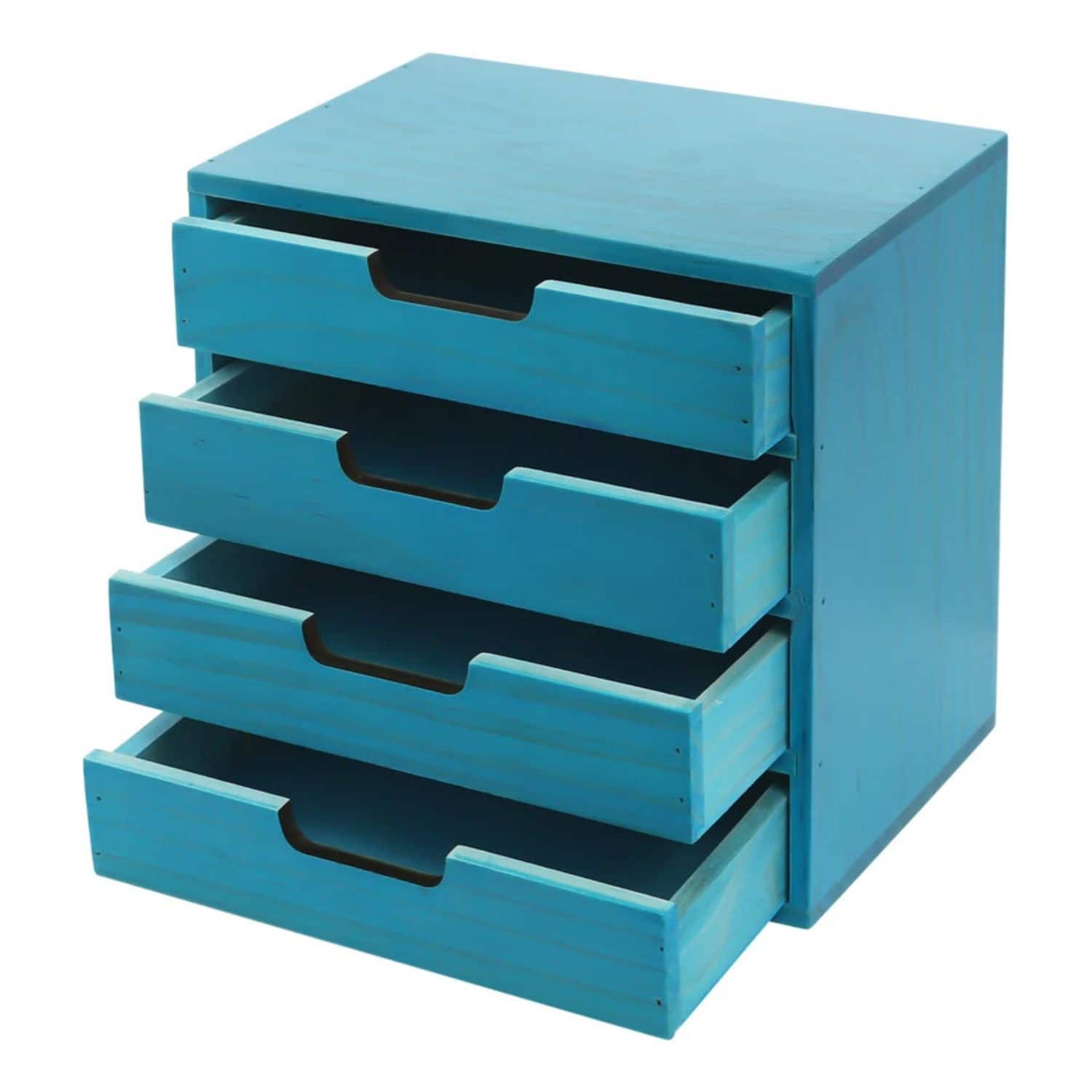 Home Collection - 4-Drawer Desk Organizer – Desktop Storage Cabinet for Office Supplies - Blue