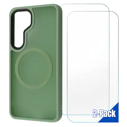 Front. Entronix - Entronix Galaxy S25 Plus Bundle - Magnetic Translucent Matte Case & 2 Clear Screen Protectors - Green.