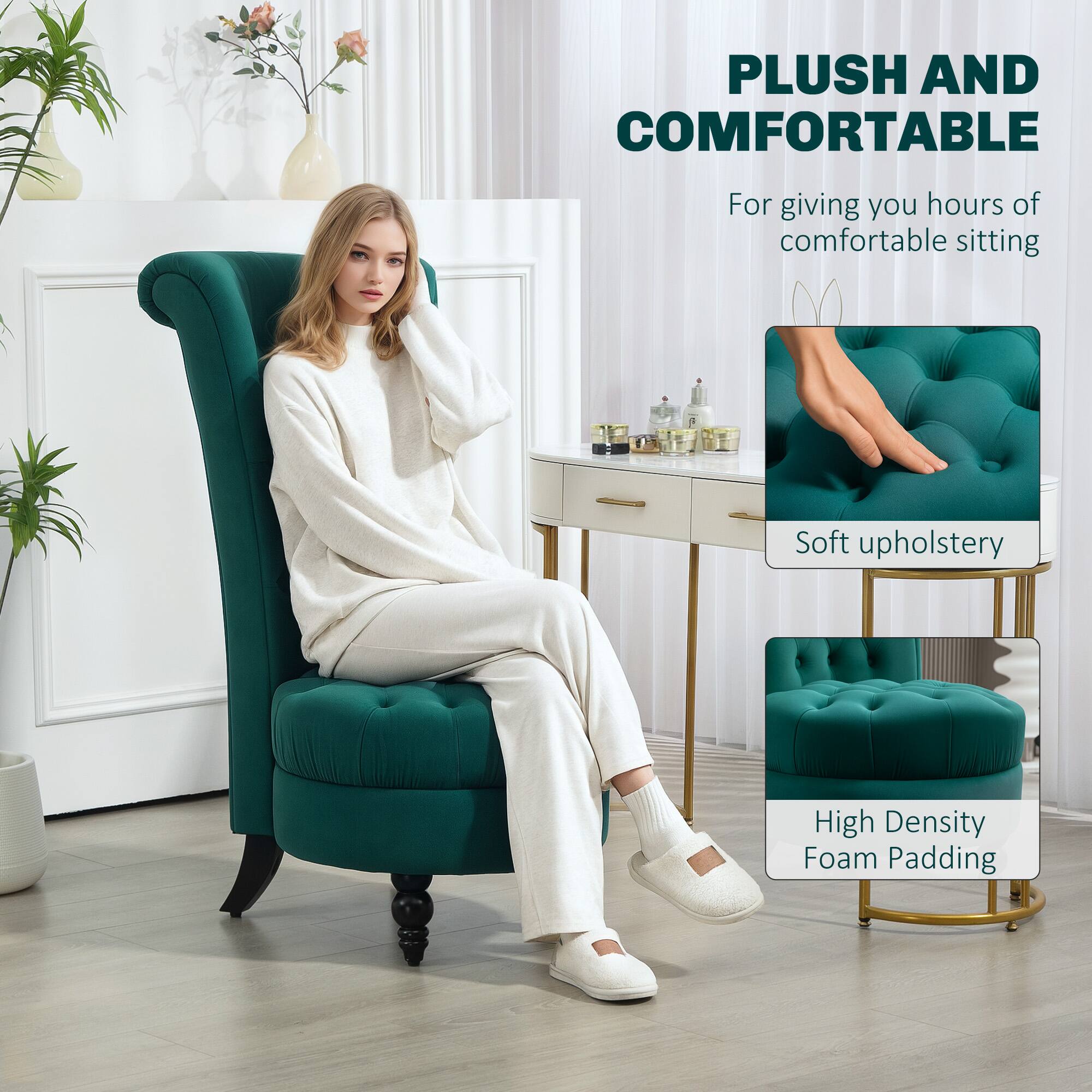 PLUSH AND COMFORTABLE  
For giving you hours of comfortable sitting  

Soft upholstery  
High Density Foam Padding