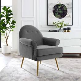 Revive Tufted Button Accent Performance Velvet Armchair by Modway - Gray
