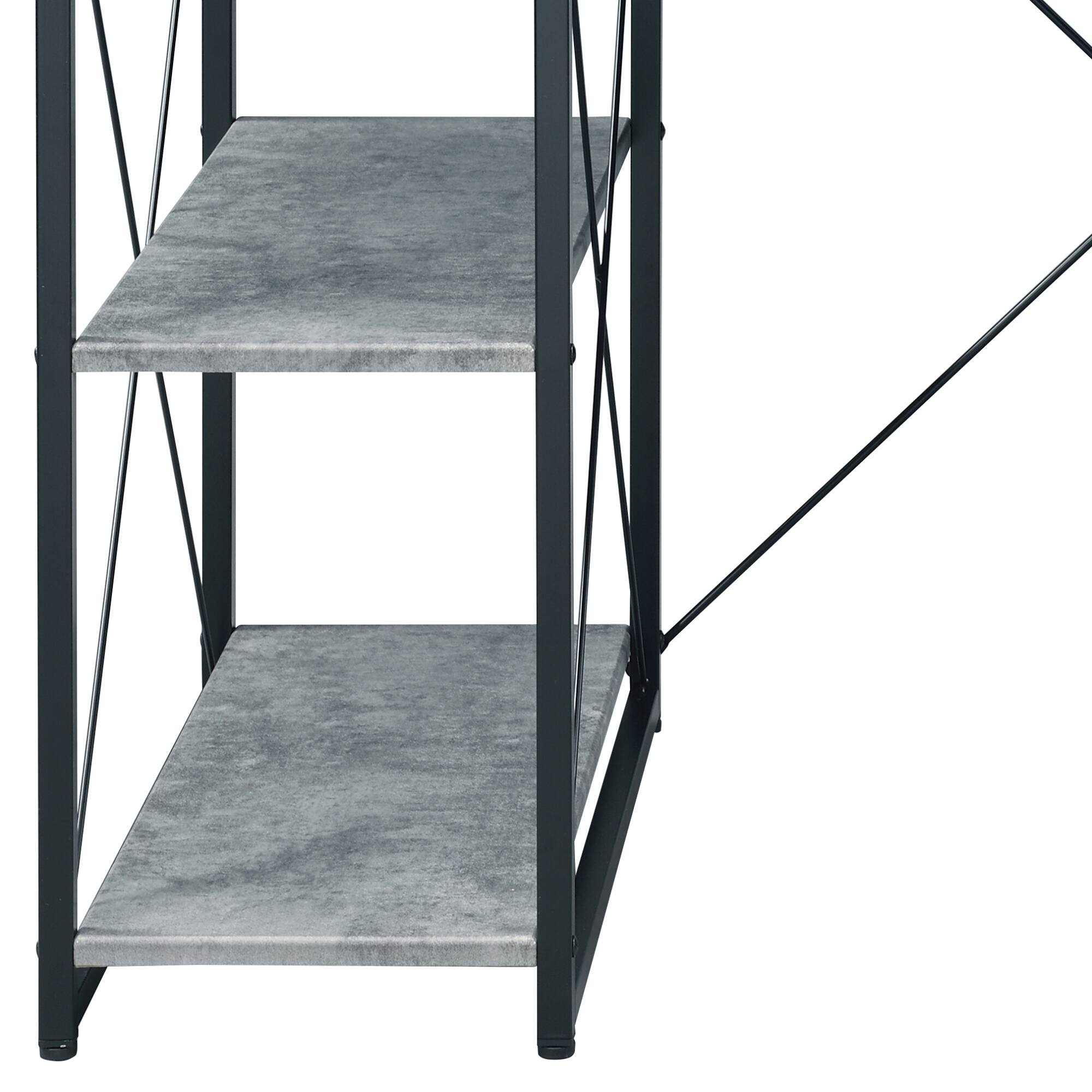 Alt View 2. GOODSILO - All-Purpose Writing Desk with Storage Drawer and Open Compartments for Home Office Use - Gray.