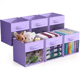 Sorbus - 11 Inch Storage Bins with Clear Window - Purple