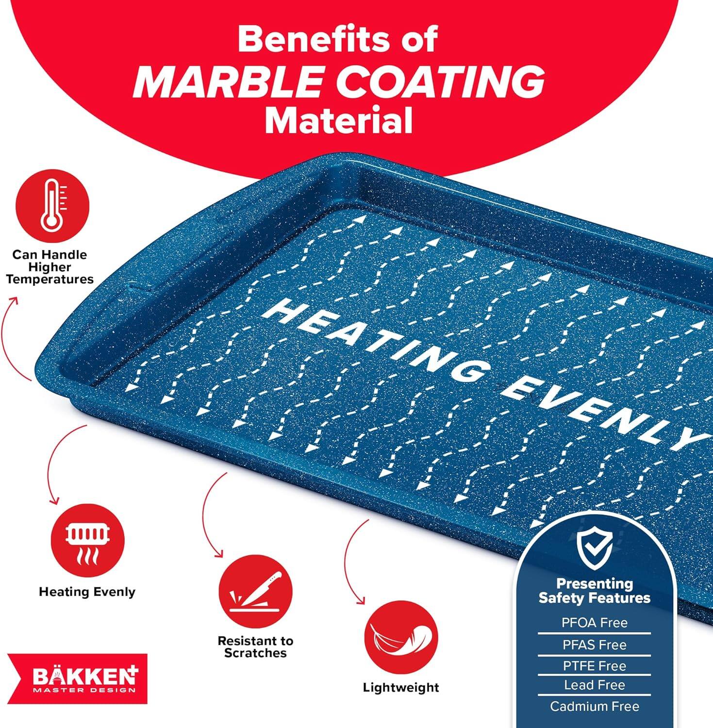 Benefits of MARBLE COATING Material

Can Handle Higher Temperatures
HEATING EVENLY
Heating Evenly
Resistant to Scratches
Lightweight
Presenting Safety Features
PFOA Free
PFAS Free
PTFE Free
Lead Free
Cadmium Free

BKKEN MASTER DESIGN