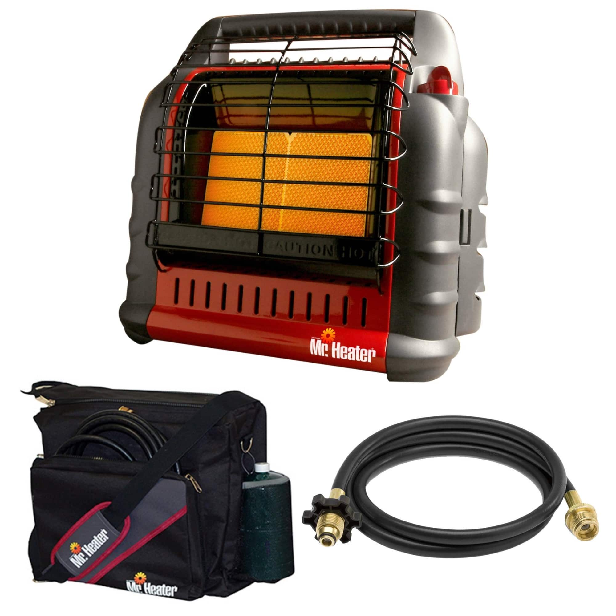 Mr. Heater - Portable Big Buddy Propane Heater with 10-Feet Propane Hose Bundle - Black