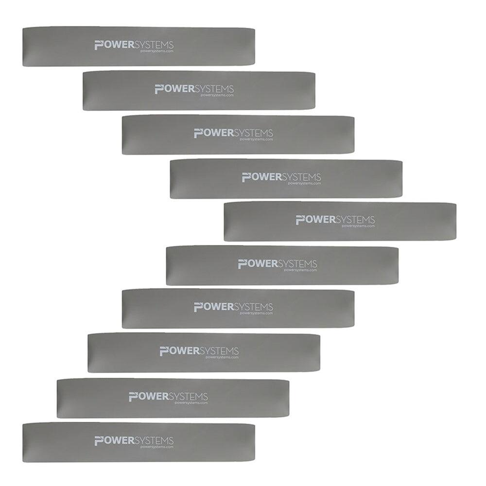 Power Systems - 12" Versa Loop Resistance Bands (10-Pack) - Ultra Heavy (22-85 lb) Durable Workout Band - Gray