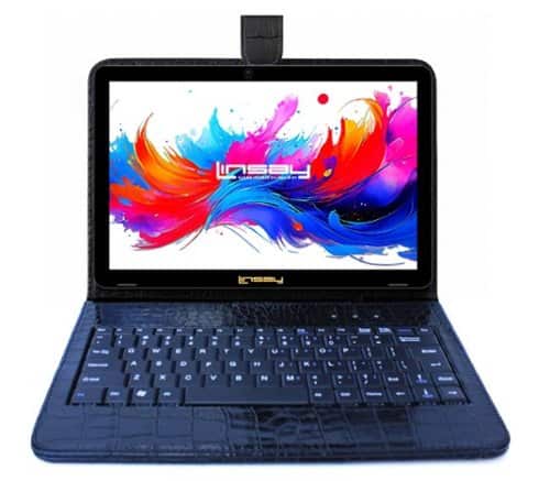 LINSAY - 10.1" Octa Core 256GB Storage Android 15 Tablet with Crocodile Keyboard - Black