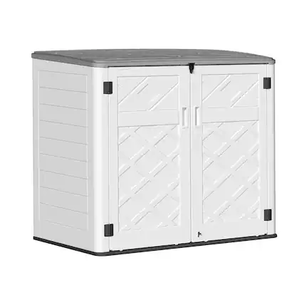 Front. Yardgrace - 48 Cu.ft Horizontal Outdoor Storage Shed, Weather Resistant for Garden Patio Backyard, Store Garbage Cans Lawn Mower - white.