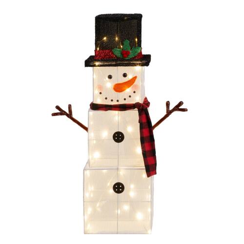 Front. Winado - 3 FT Lighted Snowman Christmas Decoration with 75 LED Warm White Lights for Outdoor Holiday - Multicolor.