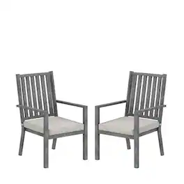 Mondawe - Set of 2 23" Aluminum Patio Dining Chairs with Cushions - Gray