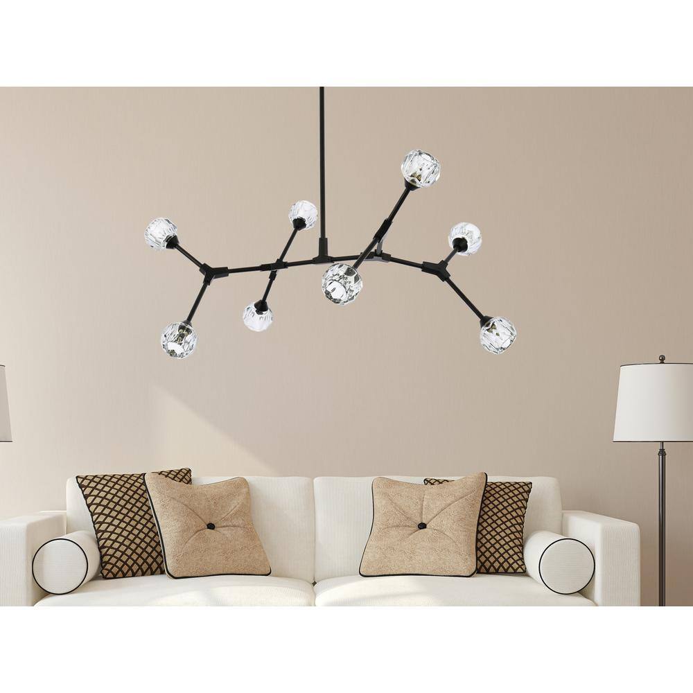 Left. Elegant Lighting - Zayne 8 Light Pendant in Black - Black And Clear.