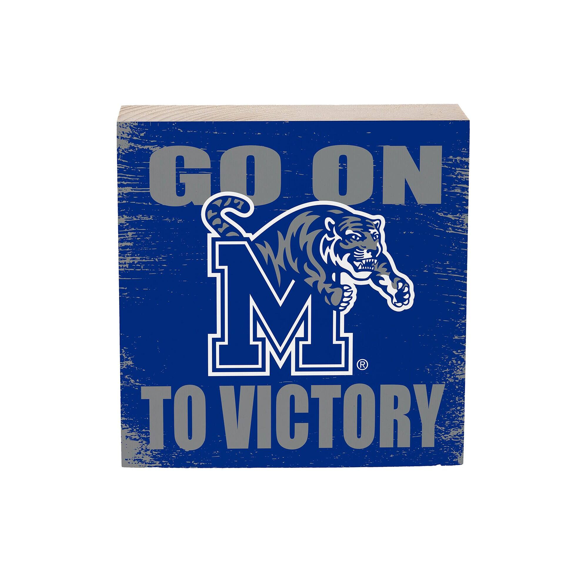 Evergreen Enterprises - Memphis Tigers 6" Square Fan Chant Wood Block Shelf Sign - Multicolor
