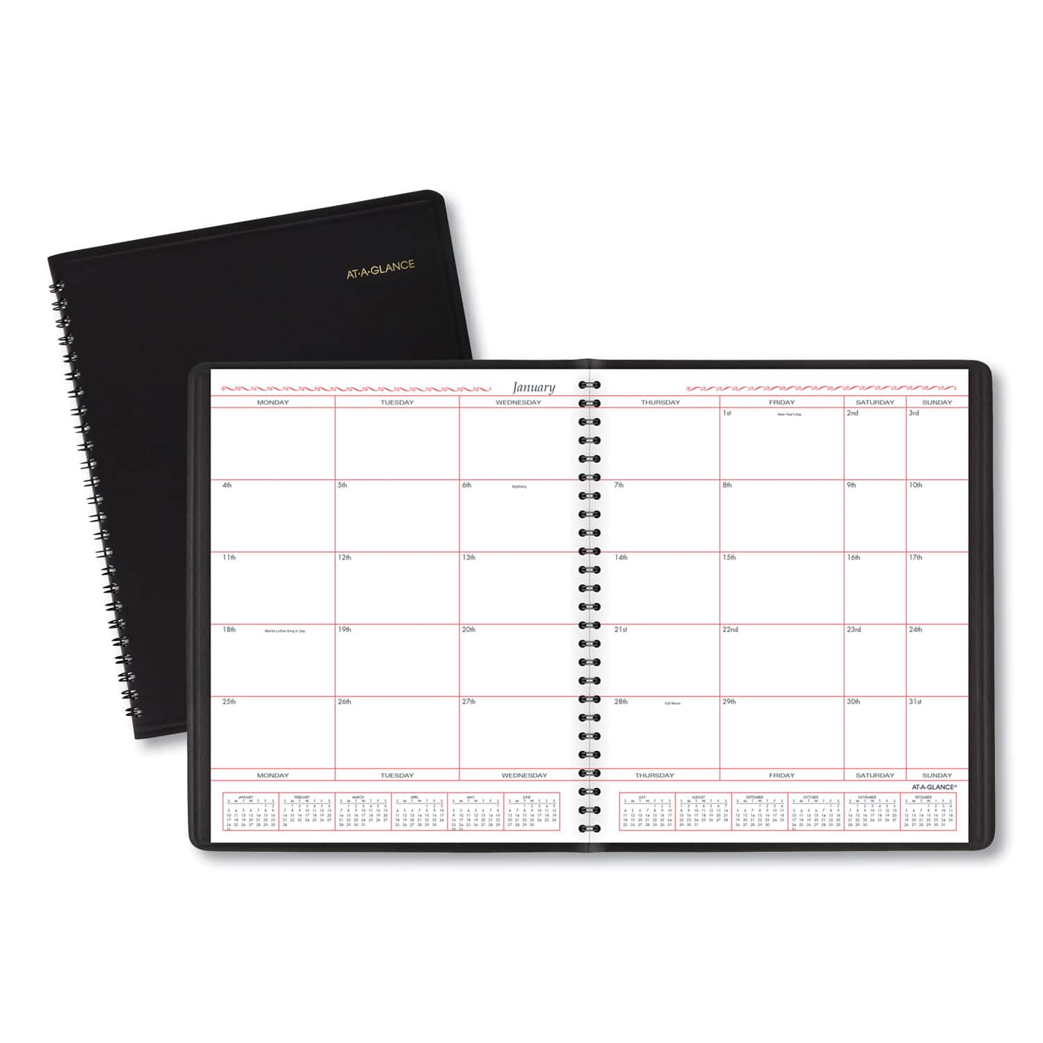 AT-A-GLANCE - REMOVE - Monthly Planner in Business Week Format 10 x 8 Black Cover 12 Month Jan to Dec 2026