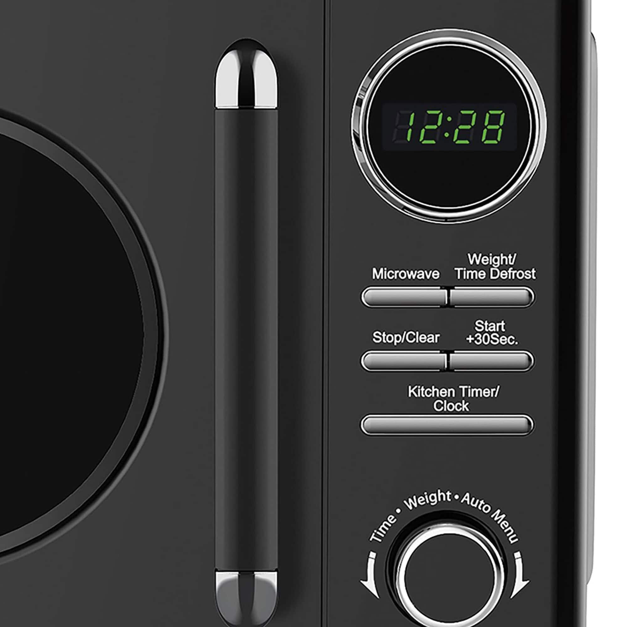 12:28
Microwave
Weight/ Time Defrost
Stop/Clear
Start +30Sec.
Kitchen Timer/ Clock
Time • Weight • Auto Menu