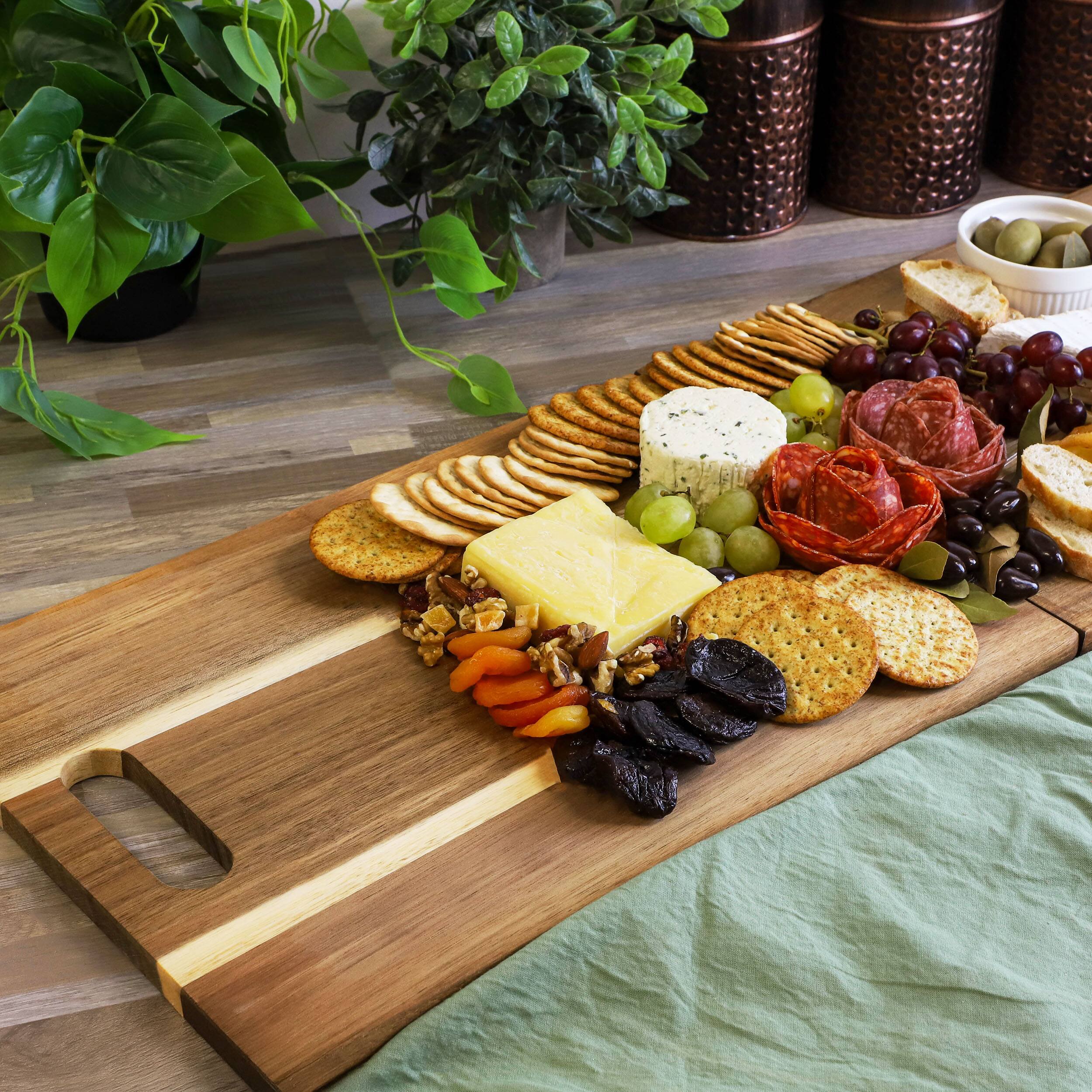 Alt View 2. MegaChef - MegaChef 33 x 12 Inch Acacia Wood Folding Charcuterie Serving Board - Brown.