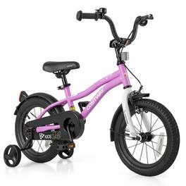 Costway - 14" Kids Bike for 3-5 Years Old Boys & Girls with Adjustable Seat Handbrake Reflectors - Purple
