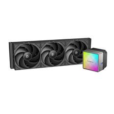 Front. Sudokoo - NEXAURA 360 Liquid Cooler, 360mm, PWM Pump, 2500-3600RPM, Diamond Glow ARGB Pump Head, Fluid Dynamic Bearing Fans - Black.