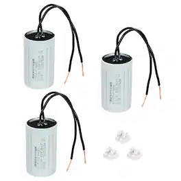 Unique Bargains - 3pcs 10uF CBB60 Running Capacitor, AC 450V 2 Wires 50/60Hz Cylinder 60x35mm for Water Pumps, Washing Machines - Gray