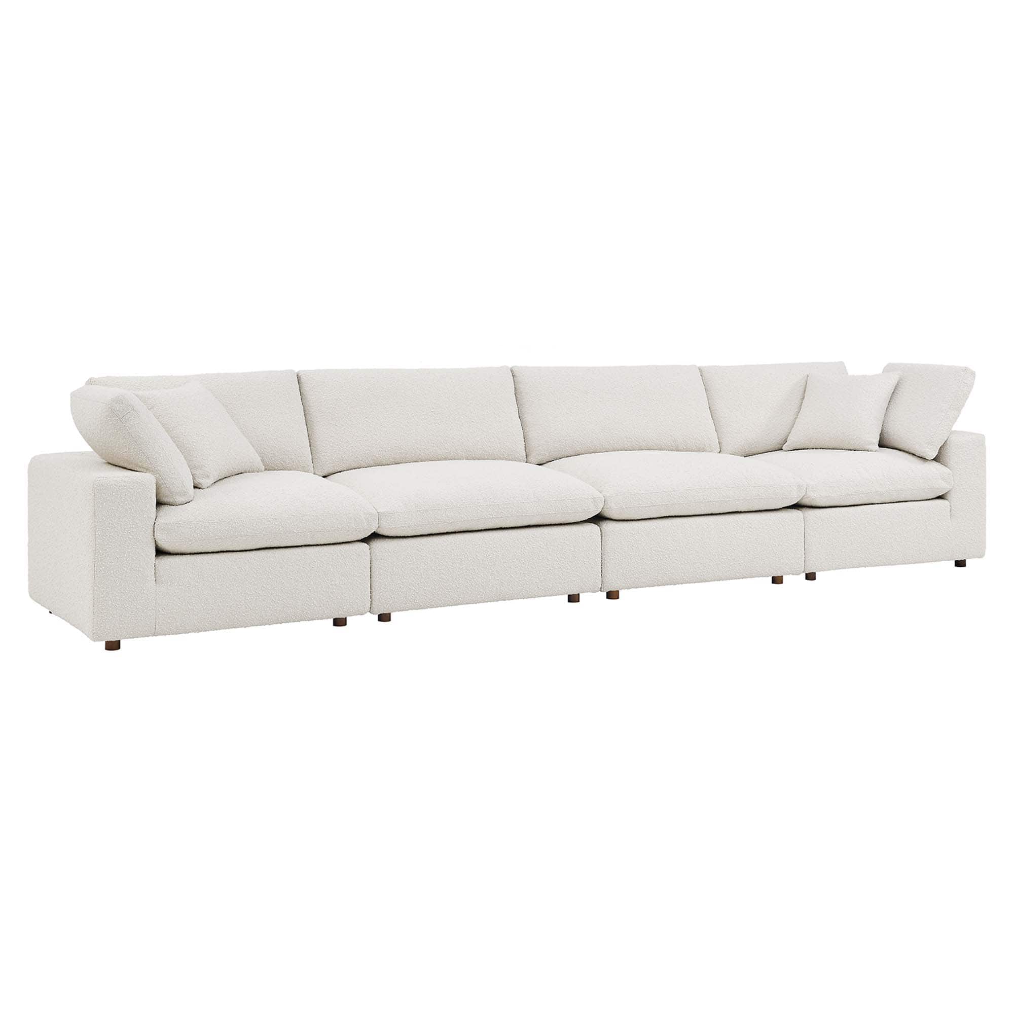 Commix Down Filled Overstuffed Boucle Fabric 4-Seater Sofa by Modway - White