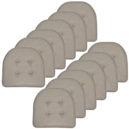 Sweet Home Collection - Solid Color U Shaped Memory Foam 17" x 16" Chair Cushions, 12-Pack - Khaki