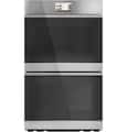 Café - 30" Smart Built-In Double Electric Convection Wall Oven with Air Fry and Push-to-Open Door - Platinum Glass