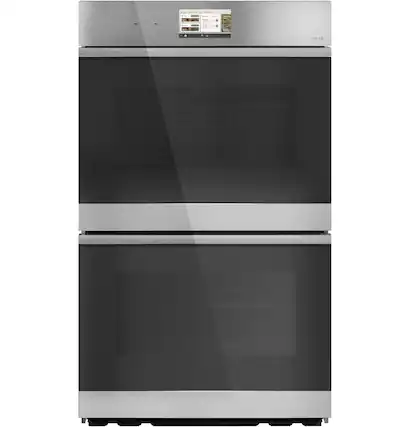Front. Café - 30" Smart Built-In Double Electric Convection Wall Oven with Air Fry and Push-to-Open Door - Platinum Glass.
