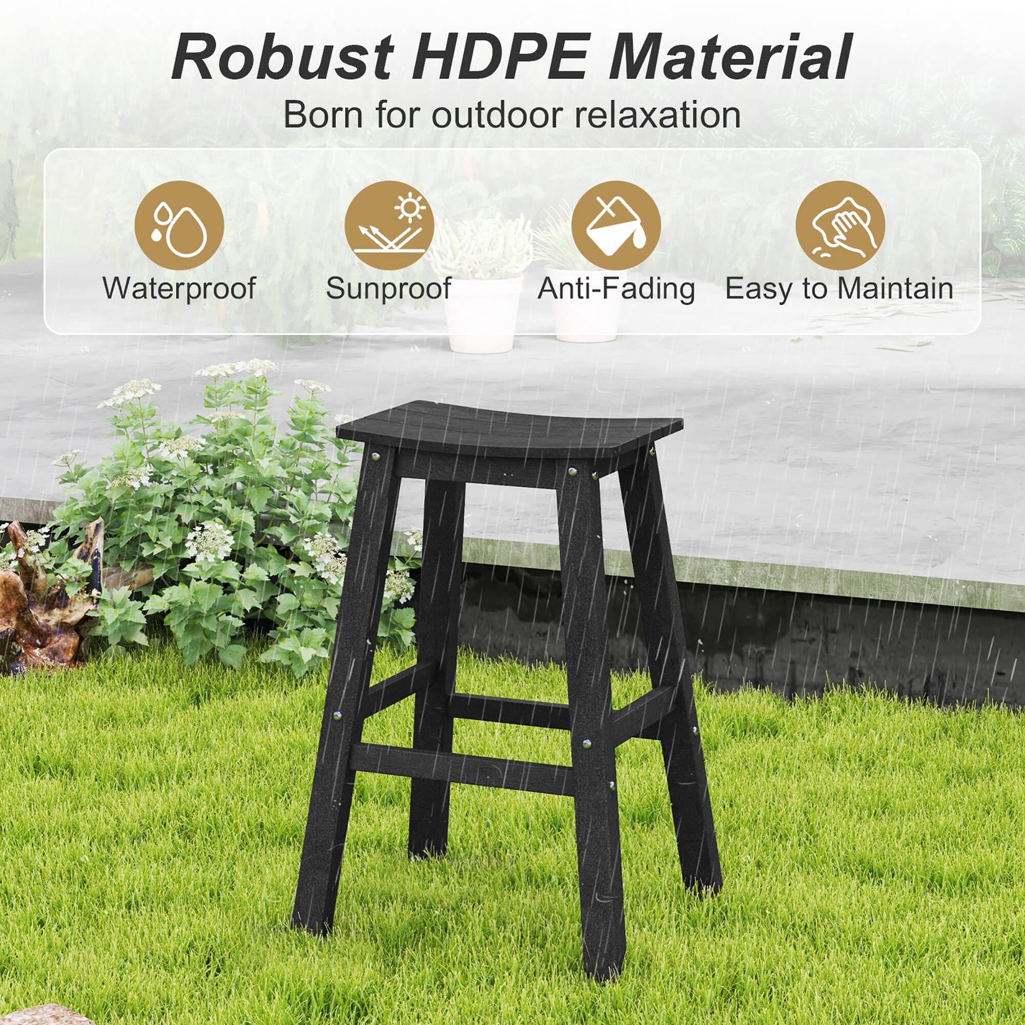 Robust HDPE Material Born for outdoor relaxation. Waterproof, Sunproof, Anti-Fading, Easy to Maintain.