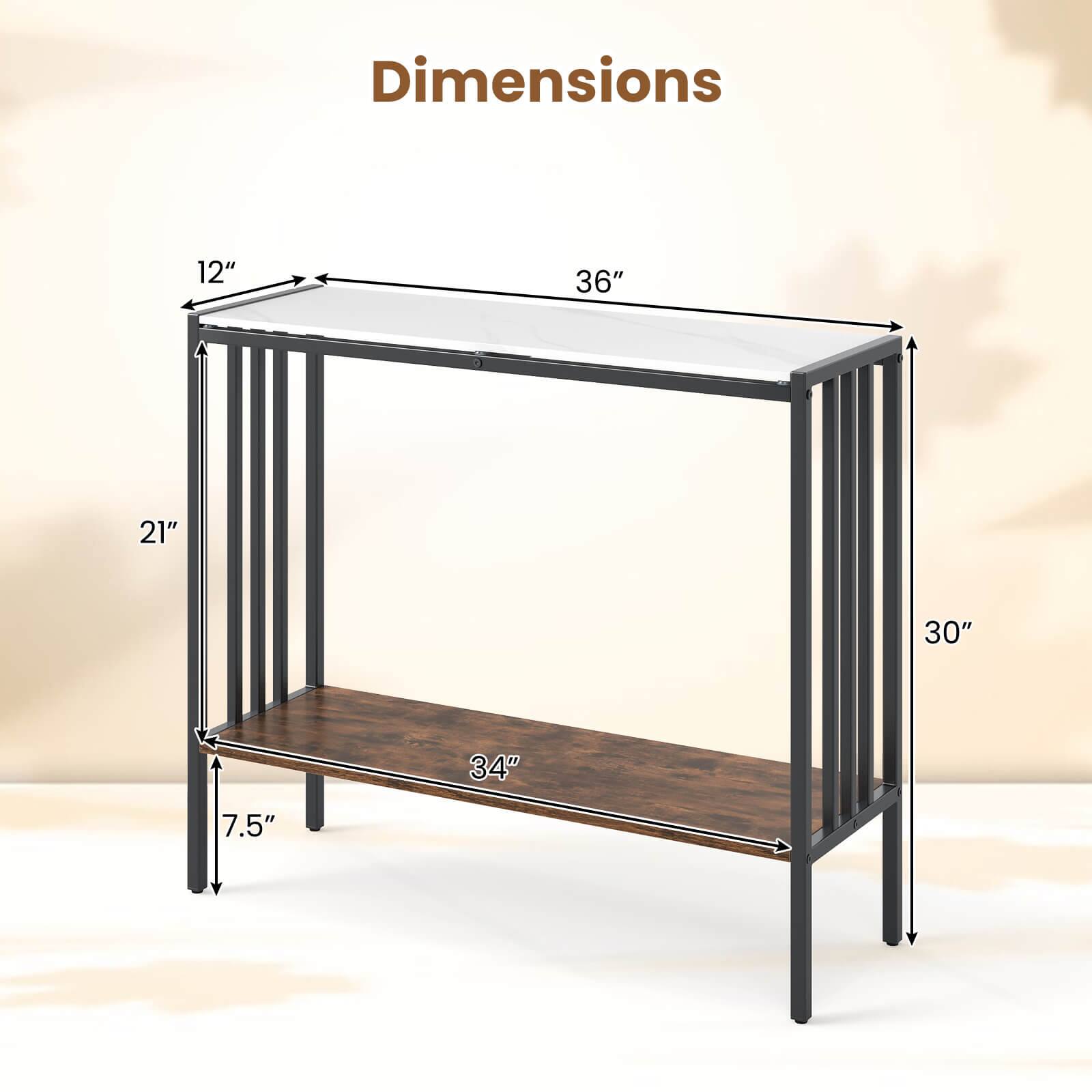 Dimensions  
12" x 36" x 21" x 30" x 34" x 7.5"