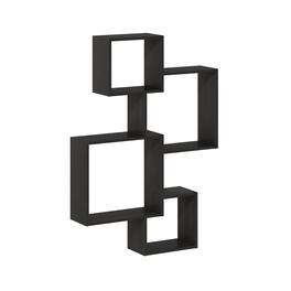 Furinno - Rossi Interweave Wall Mount Floating Cube Shelf, Set of 4 - Espresso