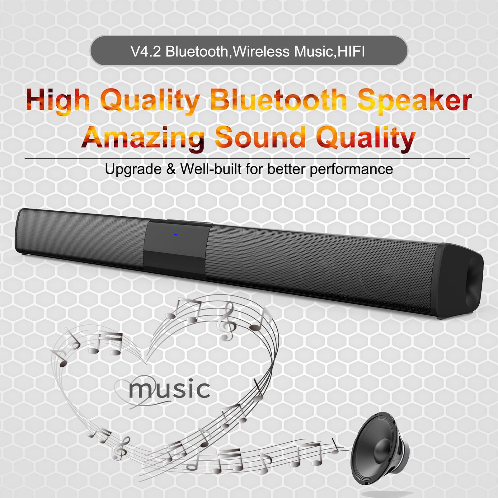 V4.2 Bluetooth, Wireless Music, HIFI

High Quality Bluetooth Speaker  
Amazing Sound Quality

Upgrade & Well-built for better performance