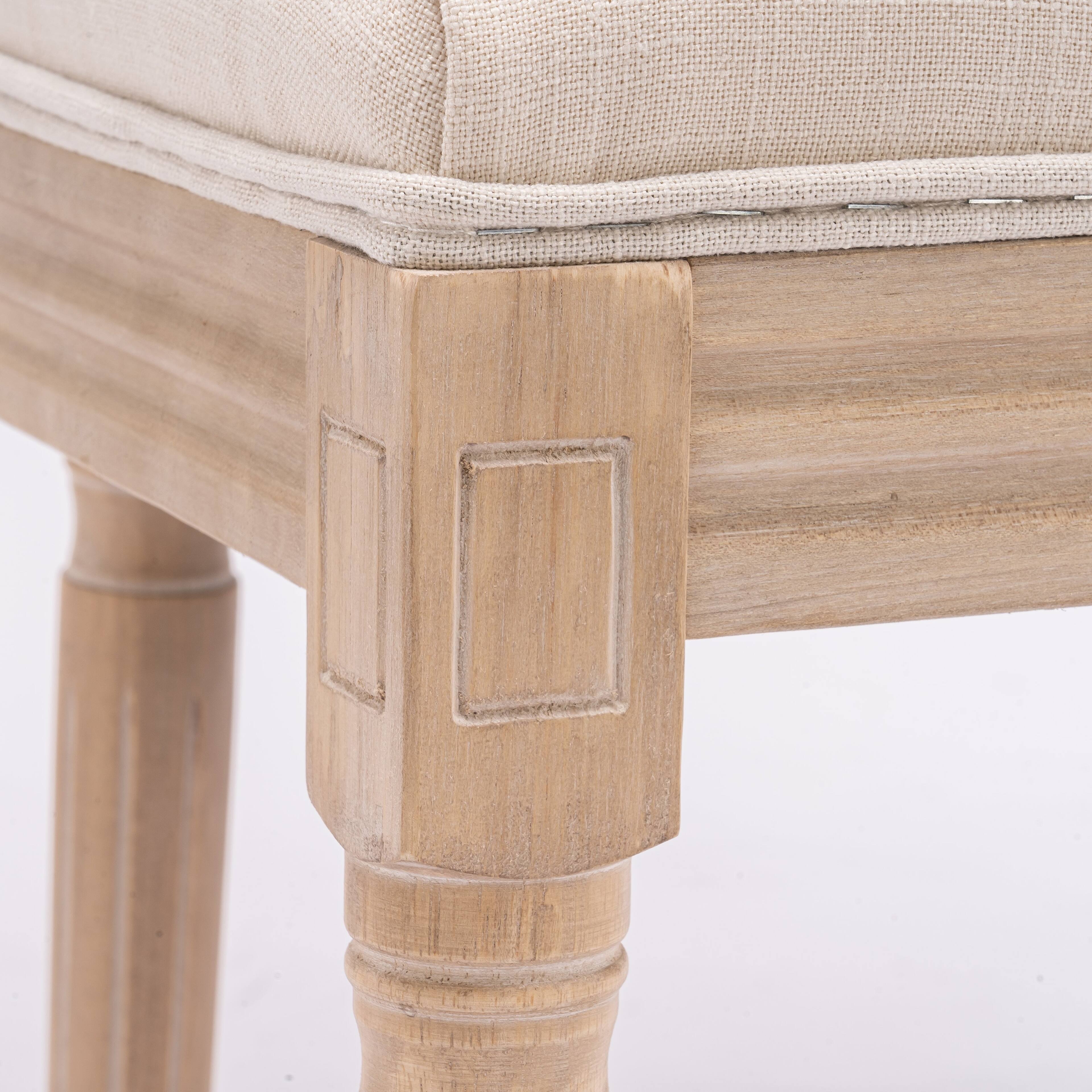 Alt View 5. Boyel Living - Cream French Style Solid Wood Frame Linen Fabric Square Back Dining Chair Set of 2 - Cream.