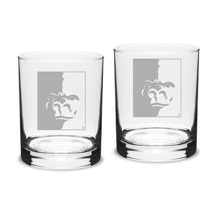 Front. Jardine - Pittsburg State Gorillas Team Design 14oz. Classic Double Old Fashion Glass Set - Multicolor.
