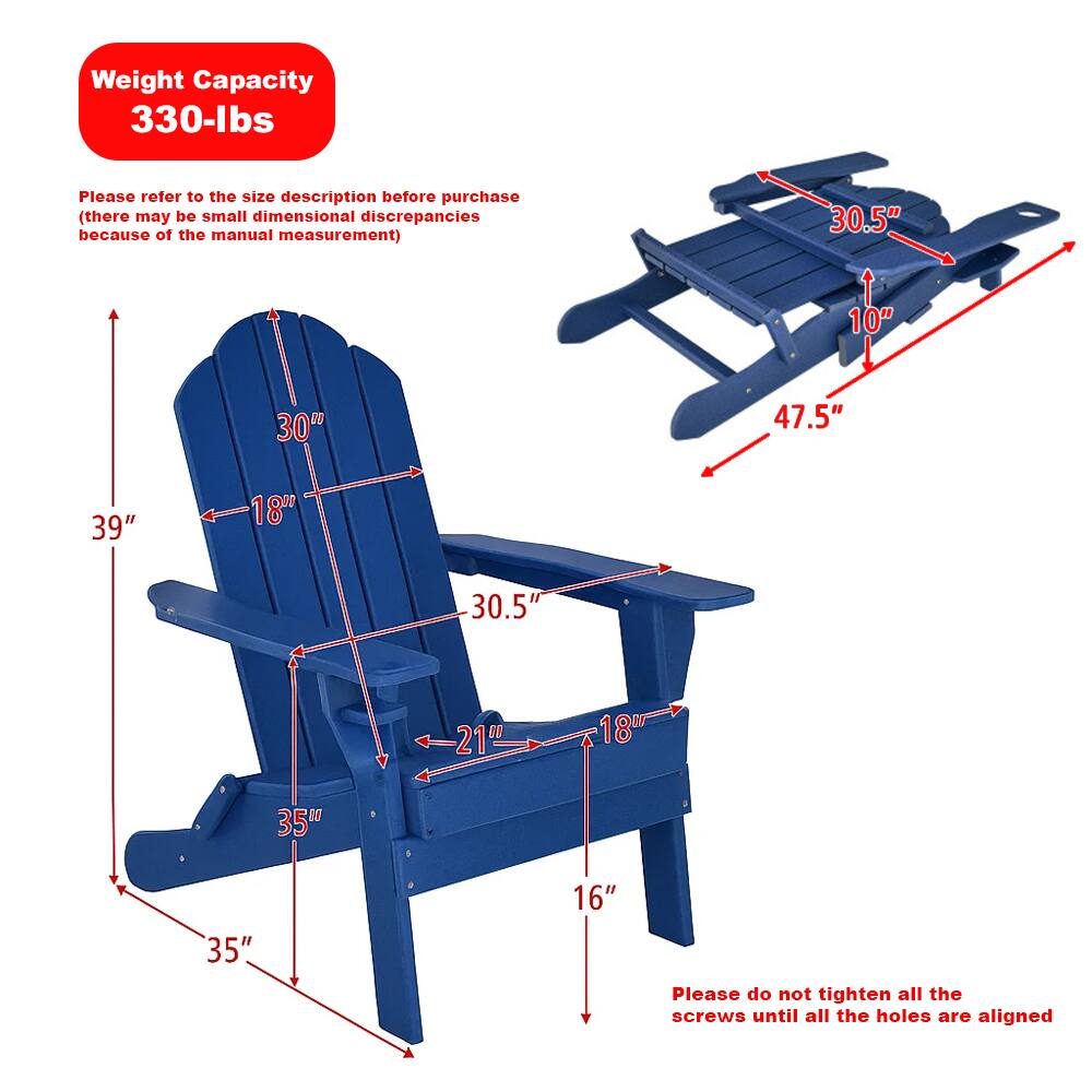 Left. Hivvago - Folding All-Weather Patio Chair with Integrated Cup Holder - Navy.