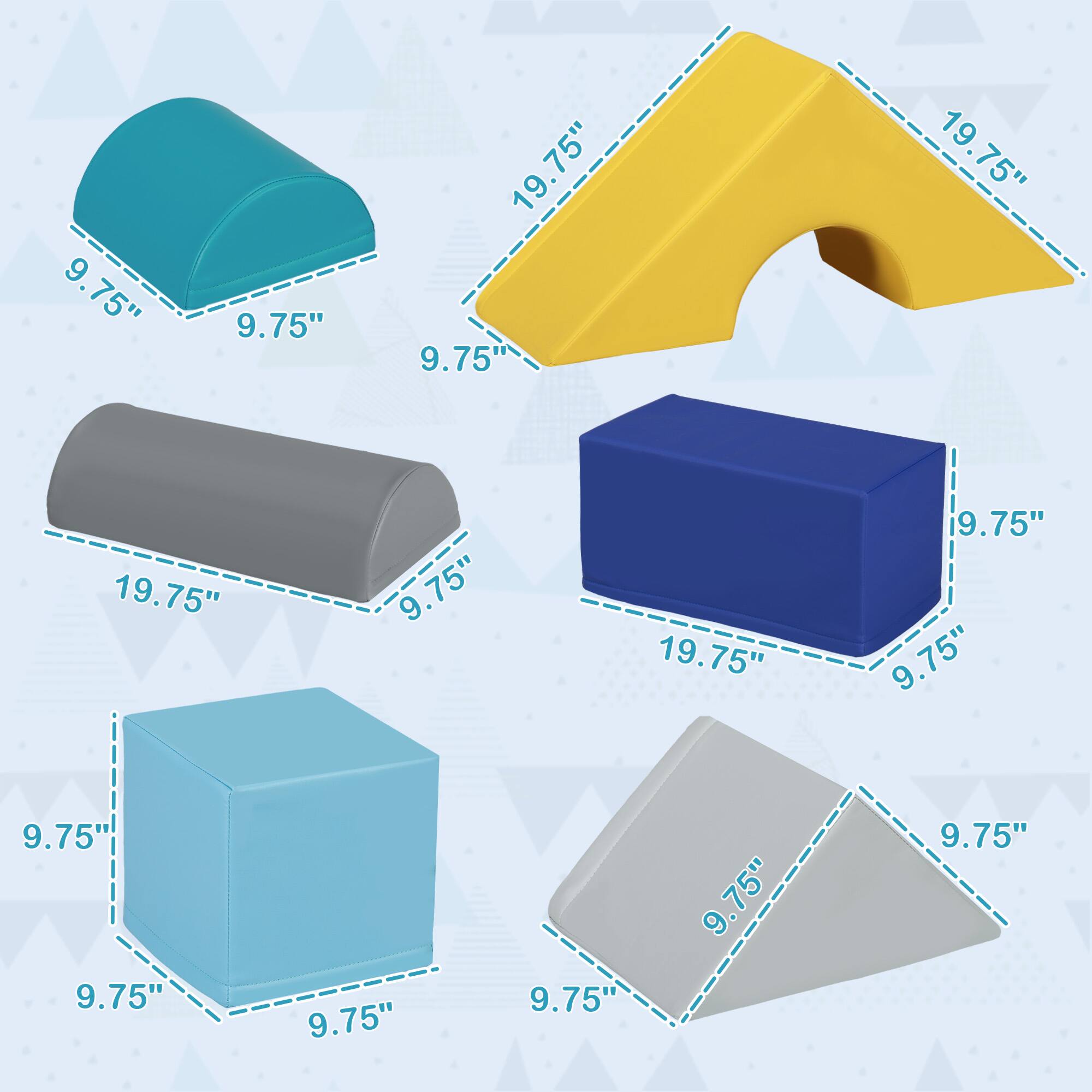 9.75" x 9.75"  
19.75" x 9.75"  
9.75" x 9.75" x 9.75"