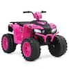 Front. Costway - Costway 24V Kids Ride-On Electric ATV 4-Wheeler Quad Car with Wireless Connection - Pink.