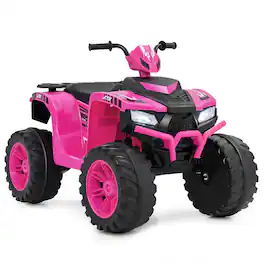 Costway - 24V Kids Ride-On Electric ATV 4-Wheeler Quad Car with Wireless Connection - Pink