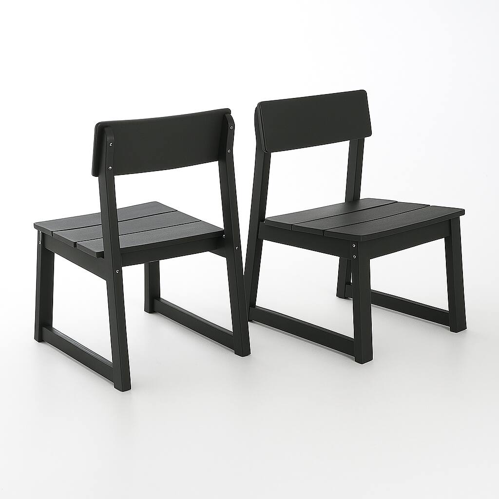 Left. Anysun - 2-Pack HDPE Modernist Design Outdoor Chairs, Recycled Plastic Garden & Patio Chairs - Black.