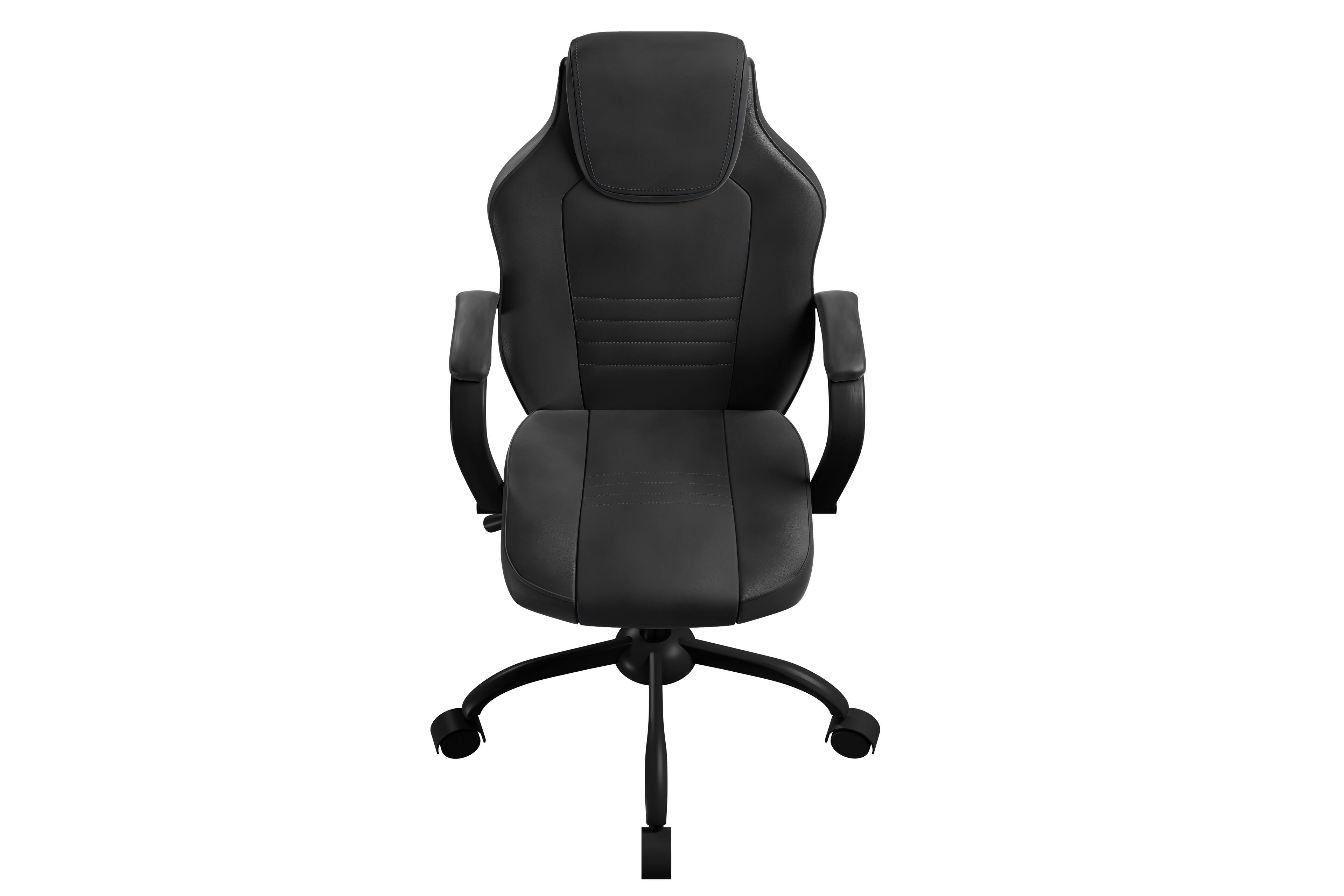 Alt View 1. APRILSOUL - Gaming And Office Chair Black Faux Leather 1pc Chairs Casters Plush Padded Chair w Arms Comfortable Chair - Black.