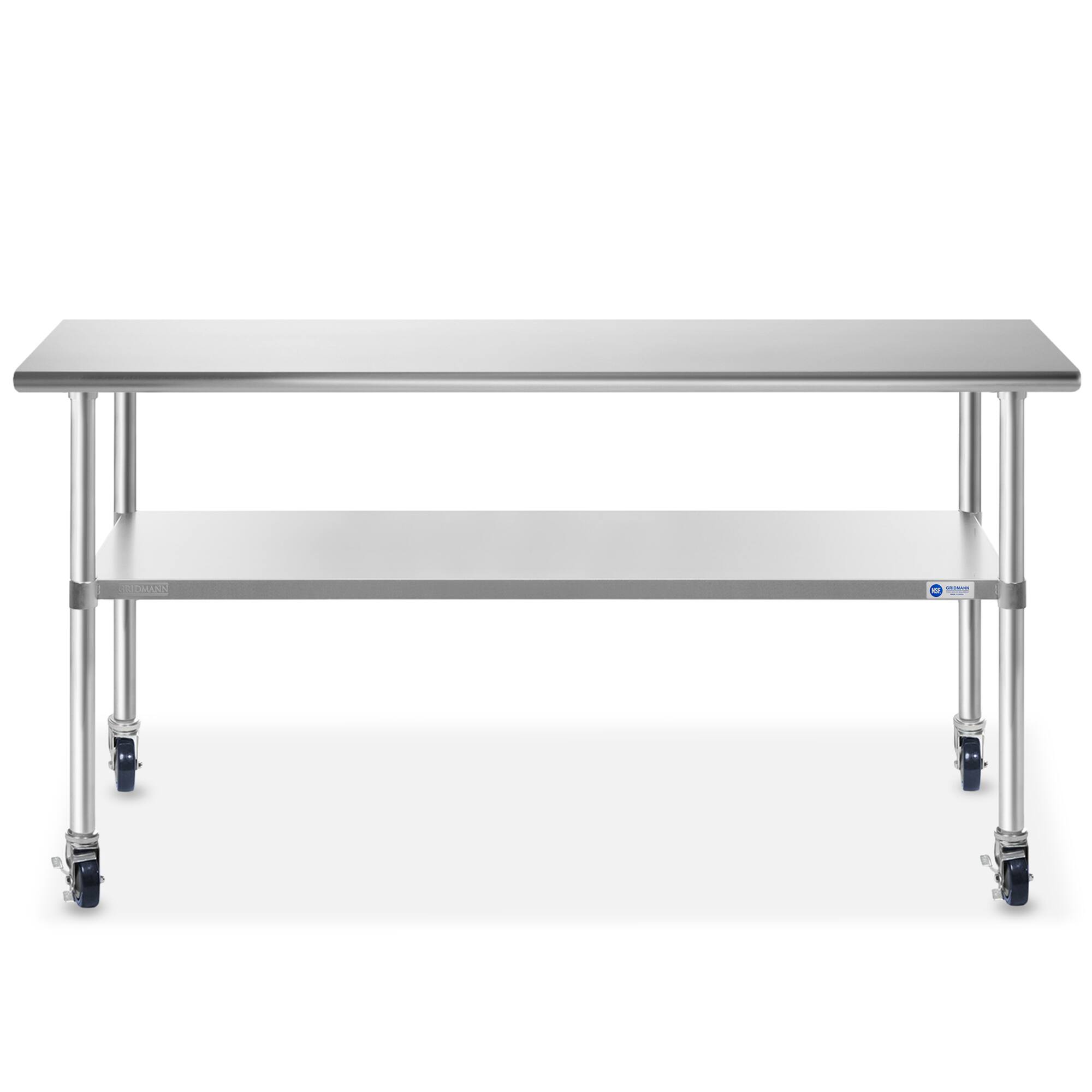 Alt View 1. GRIDMANN - 72 x 30-in NSF Stainless Steel Prep Table with 4 Casters - Silver.
