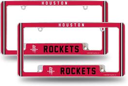 Rico Industries - Houston Basketball Rockets (Set of 2) Chrome Metal License Plate Frames with Bold Full Frame Design - Multi
