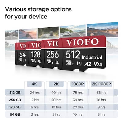 VIOFO 512GB Industrial Grade microSD Card, U3 A2 V30 High Speed VIOFO 512GB Industrial Grade microSD Card, U3 A2 V30 High Speed
