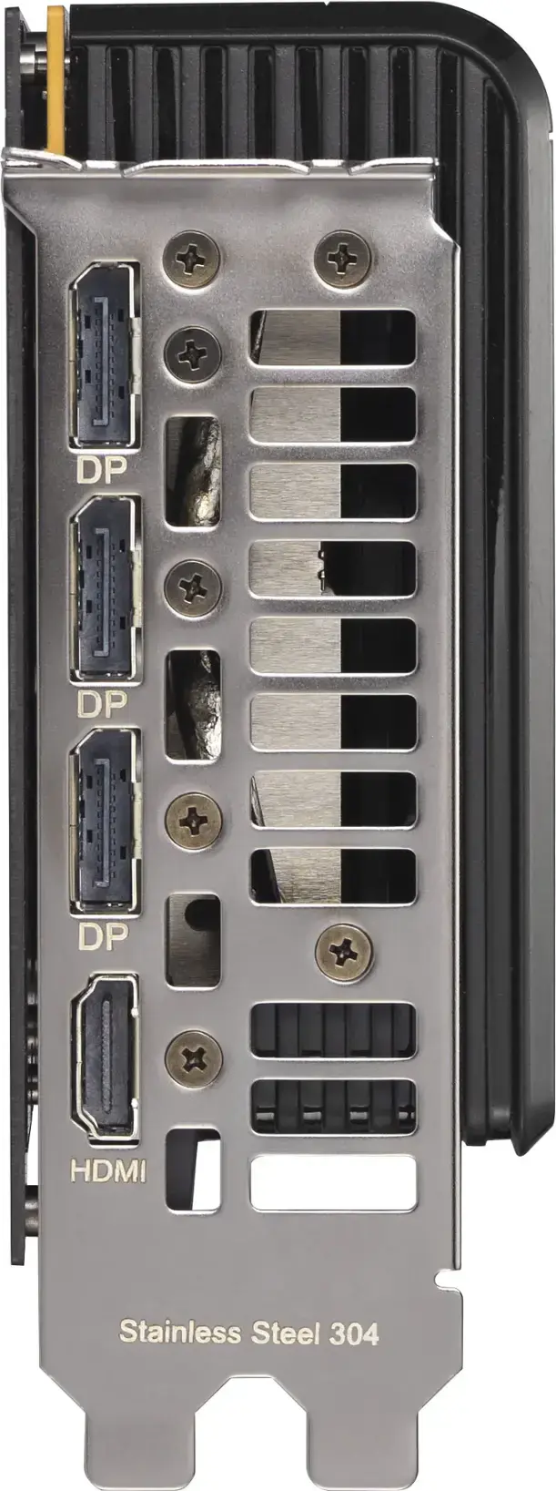 The text on the image reads: "4 DP + 4 HDMI Stainless Steel 304."