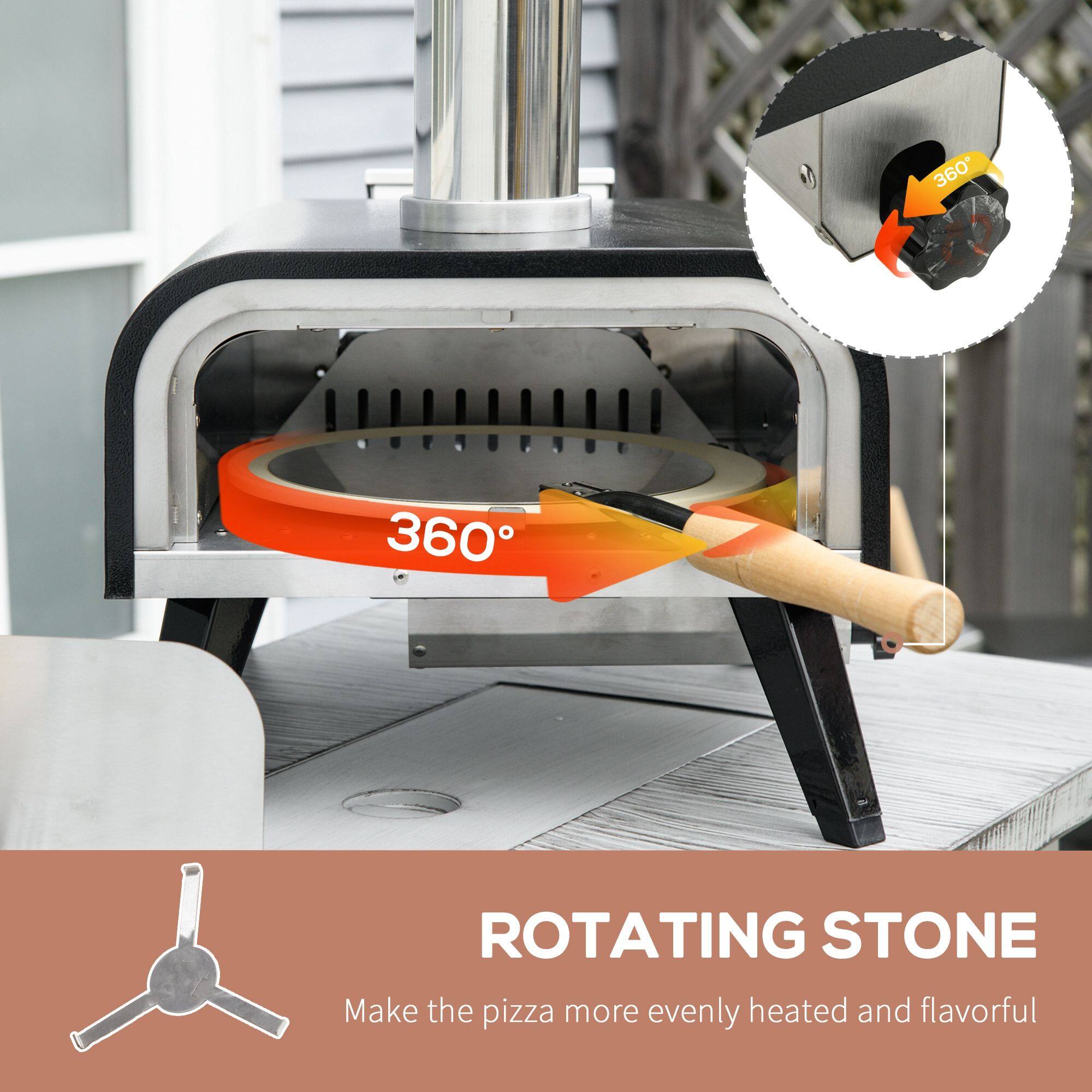 360° ROTATING STONE  
Make the pizza more evenly heated and flavorful