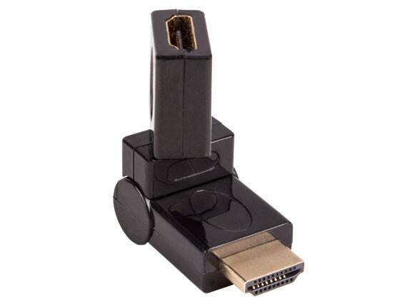 Back. Cable Leader - HDMI Male to Female Port Saver Adapter, 180-Degree Swivel, Type A 19-Pin - Black.