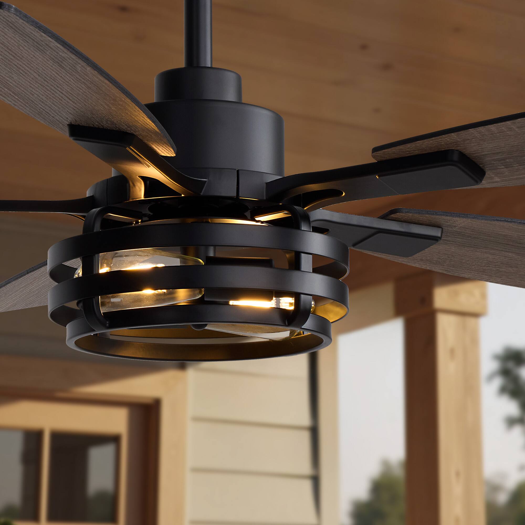 Siljoy 52 Inch Farmhouse Ceiling Fan with Lights, Rustic Ceiling Fan ...